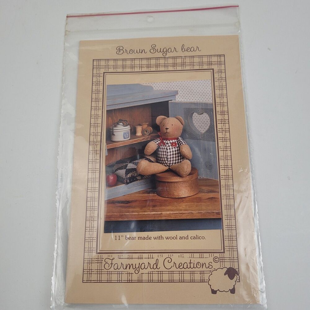QUILTING/SEWING PATTERN 11" BROWN SUGAR BEAR FARM YARD CREATIONS UNCUT